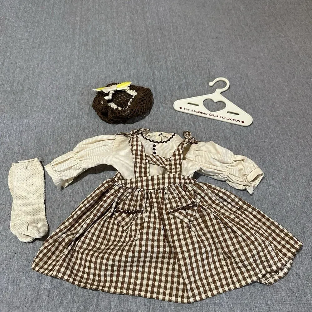 Pleasant Company American Girl Addy Birthday Pinafore Snood Socks Hanger 1994 - Picture 1 of 8